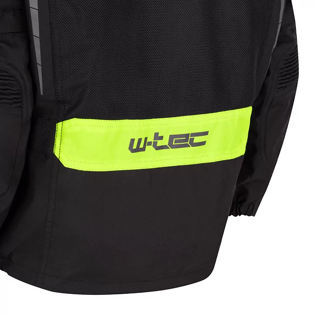 Dziecięca kurtka motocyklowa W-TEC Pinapoco ∙ wyjmowane ochraniacze ∙ regulacja rozmiaru ∙ wiatro-wodoodporna ∙ wentylacja - Czarny-fluo