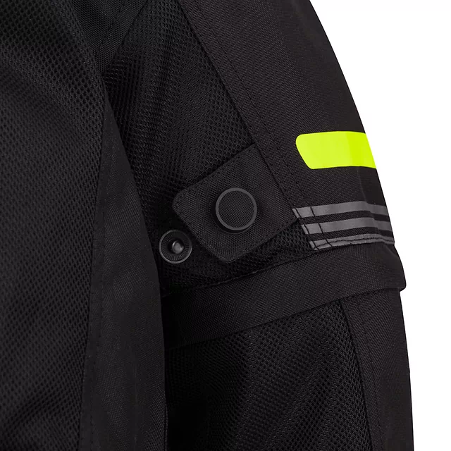 Dziecięca kurtka motocyklowa W-TEC Pinapoco ∙ wyjmowane ochraniacze ∙ regulacja rozmiaru ∙ wiatro-wodoodporna ∙ wentylacja - Czarny-fluo