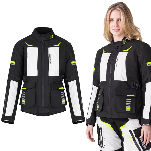 Damska kurtka motocyklowa W-TEC Warao Lady ∙ ochraniacze ce ∙ wentylacja airvent ∙ wypinana podpinka ∙ elementy odblaskowe - Czarny-fluo
