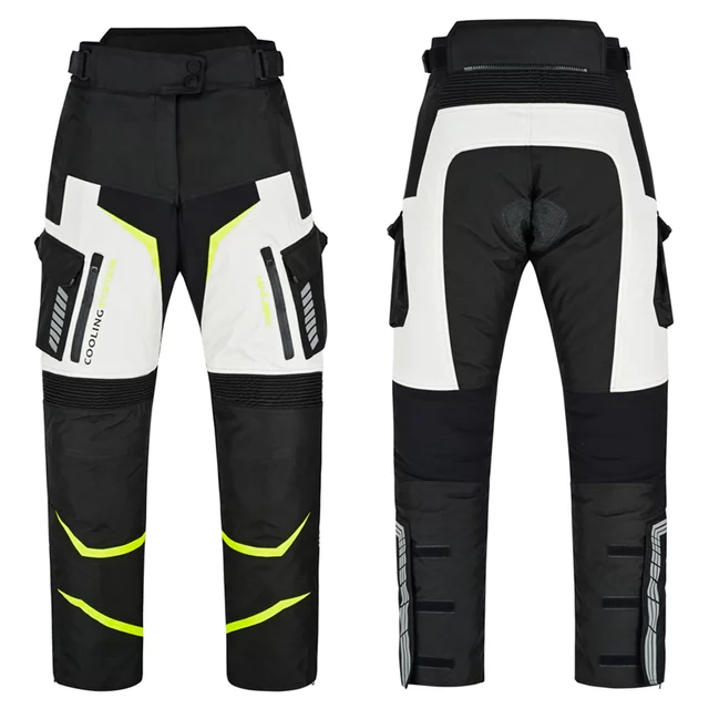 Damskie spodnie motocyklowe W-TEC Warao Lady ∙ ochraniacze ce ∙ membrana klimatyczna ∙ airvent ∙ wypinane ocieplenie - Czarny-fluo