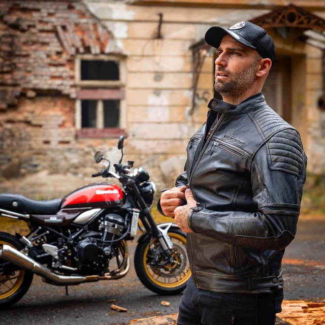 Skórzana kurtka motocyklowa W-TEC Mungelli EVO ∙ wyjmowane ochraniacze CE poziomu 2 ∙ odpinana ocieplana wkładka ∙ styl vintage - vintage czarno-brązowy