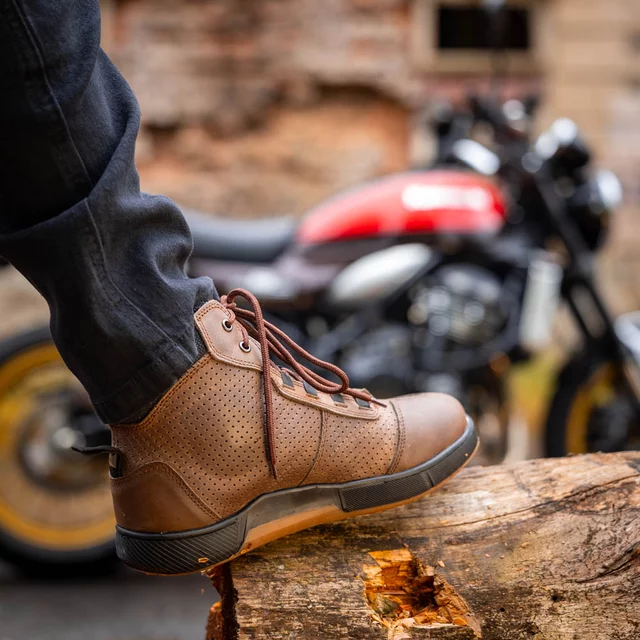 Męskie skórzane buty motocyklowe W-TEC Colton - Brązowy