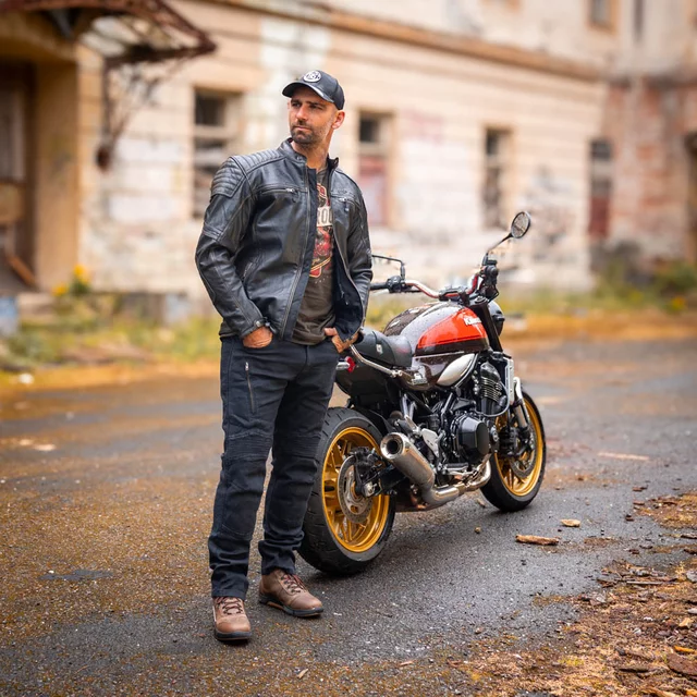 Skórzana kurtka motocyklowa W-TEC Mungelli EVO ∙ wyjmowane ochraniacze CE poziomu 2 ∙ odpinana ocieplana wkładka ∙ styl vintage - vintage czarno-brązowy