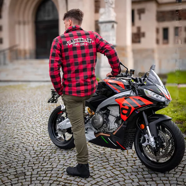 Koszula motocyklowa W-TEC Black Heart Reginald z aramidem - Czerwono-czarny
