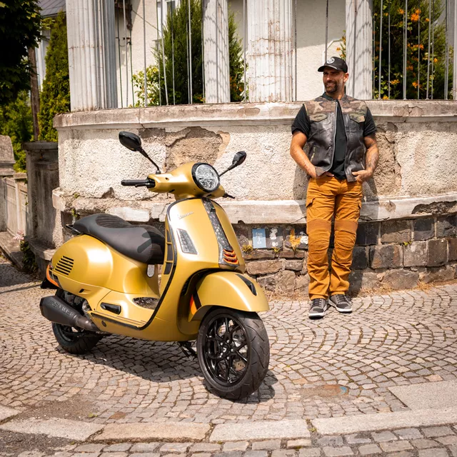 Skórzana kamizelka motocyklowa W-TEC Black Heart Regimento - ciemnoszary-kamuflaż