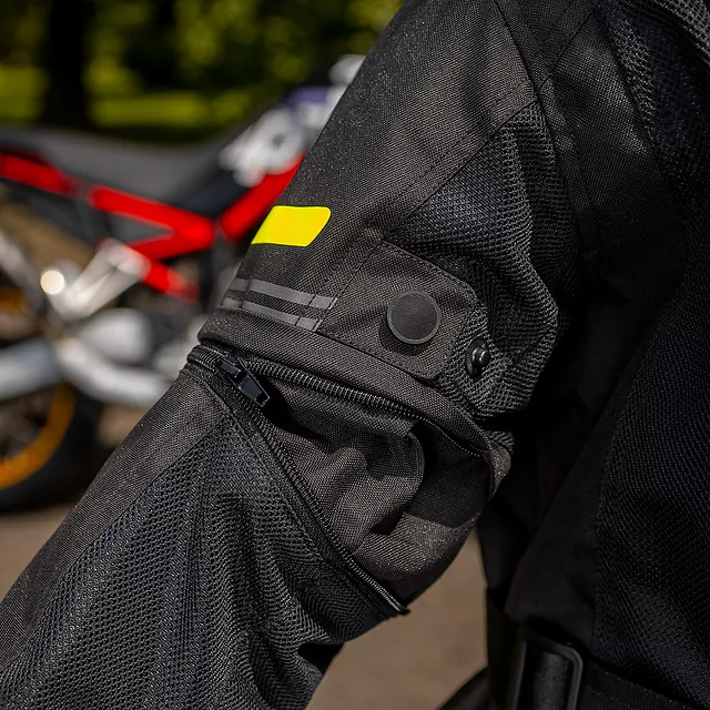 Dziecięca kurtka motocyklowa W-TEC Pinapoco ∙ wyjmowane ochraniacze ∙ regulacja rozmiaru ∙ wiatro-wodoodporna ∙ wentylacja - Czarny-fluo