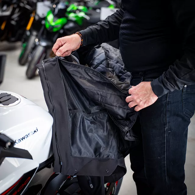 Męska kurtka motocyklowa W-TEC Nykolas ∙ 100% wodoodporna ∙ wyjmowana podpinka termiczna - Czarny