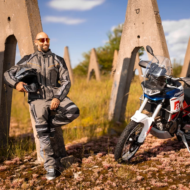 Spodnie motocyklowe turystyczne W-TEC Smackton - czarno-szaro-pomarańczowy