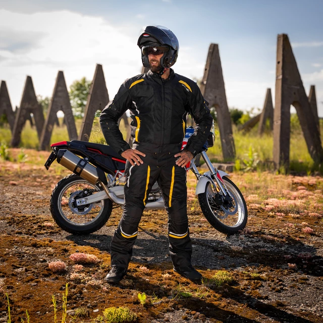 Męskie letnie spodnie motocyklowe W-TEC Toranio - Czarno-żółty