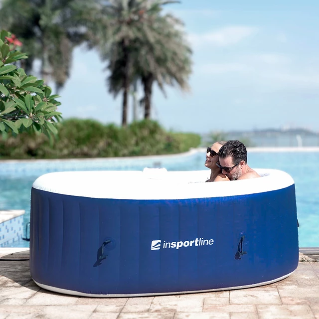 Basen pompowany / jacuzzi inSPORTline Voytano z hydromasażerm ∙ dla 2 osób ∙ 100 dysz hydromasażu ∙ podgrzewanie do 40°C ∙ filtr 1400 l/h - Niebieski
