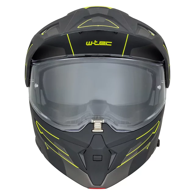 Kask motocyklowy szczękowy 3w1 W-TEC Neovu Graphic ∙ blenda przeciwsłoneczna ∙ demontowalny daszek - Czarno-czerwony
