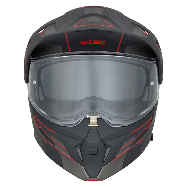 Kask motocyklowy szczękowy 3w1 W-TEC Neovu Graphic ∙ blenda przeciwsłoneczna ∙ demontowalny daszek - Czarno-czerwony