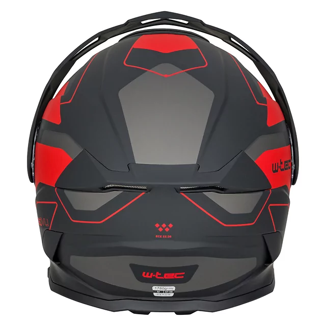 Kask motocyklowy szczękowy 3w1 W-TEC Neovu Graphic ∙ blenda przeciwsłoneczna ∙ demontowalny daszek - Czarno-czerwony