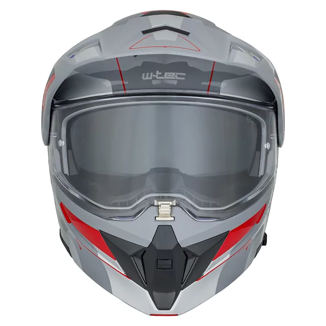 Kask motocyklowy szczękowy 3w1 W-TEC Neovu Graphic ∙ blenda przeciwsłoneczna ∙ demontowalny daszek - Czarno-czerwony