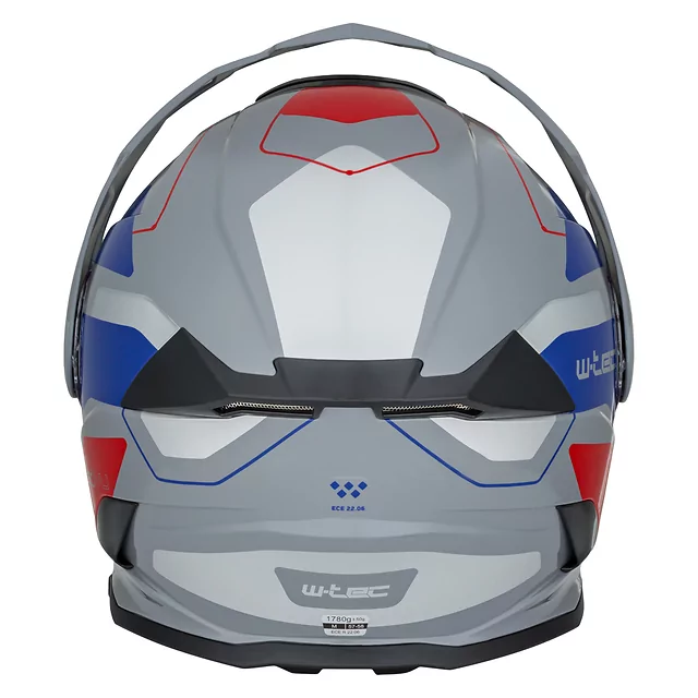 Kask motocyklowy szczękowy 3w1 W-TEC Neovu Graphic ∙ blenda przeciwsłoneczna ∙ demontowalny daszek - Czarno-czerwony