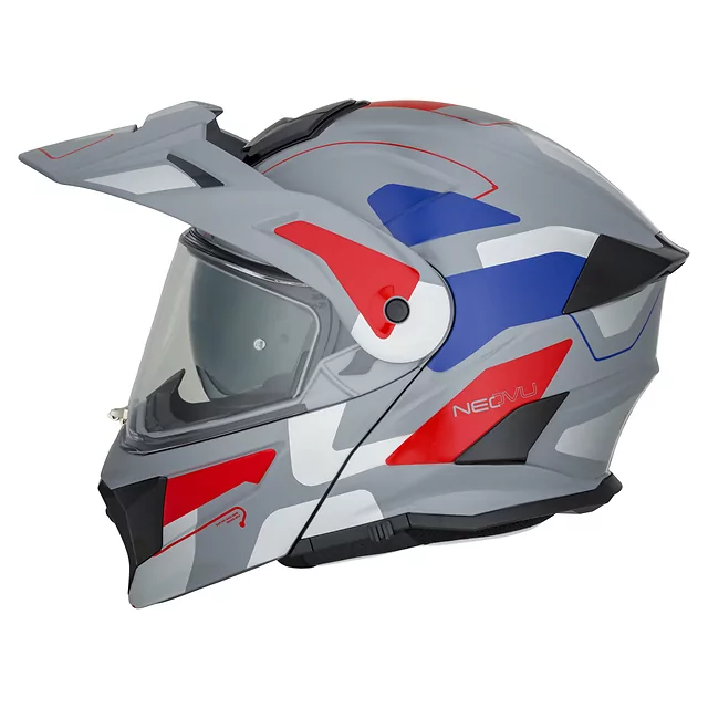 Kask motocyklowy szczękowy 3w1 W-TEC Neovu Graphic ∙ blenda przeciwsłoneczna ∙ demontowalny daszek - Czarno-czerwony