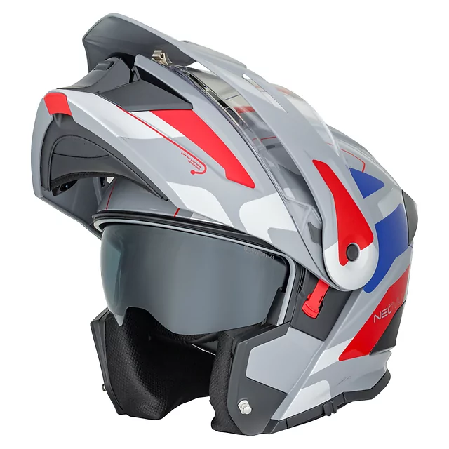 Kask motocyklowy szczękowy 3w1 W-TEC Neovu Graphic ∙ blenda przeciwsłoneczna ∙ demontowalny daszek - Czarno-czerwony