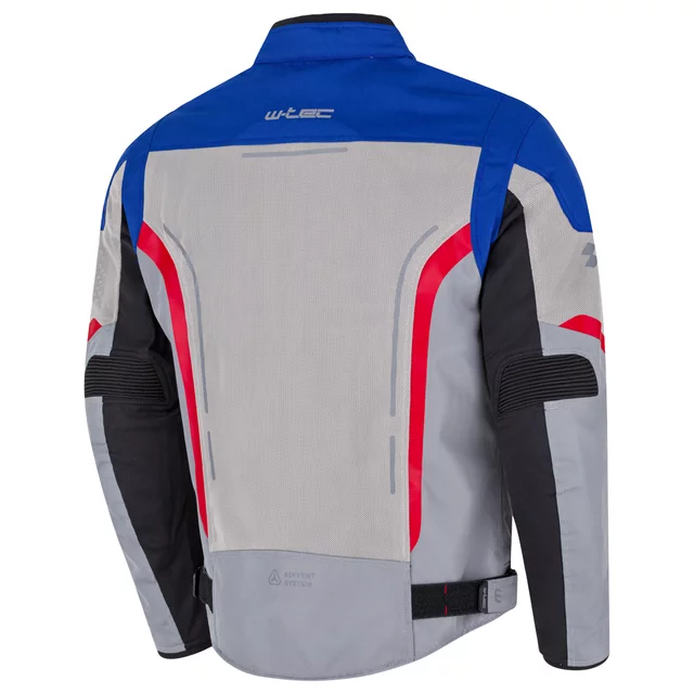 Letnia męska kurtka motocyklowa W-TEC Mirelio ∙ wentylacja AirVent ∙ ochraniacze CE ∙ membrana wodoodporna - szaro-niebiesko-czerwony