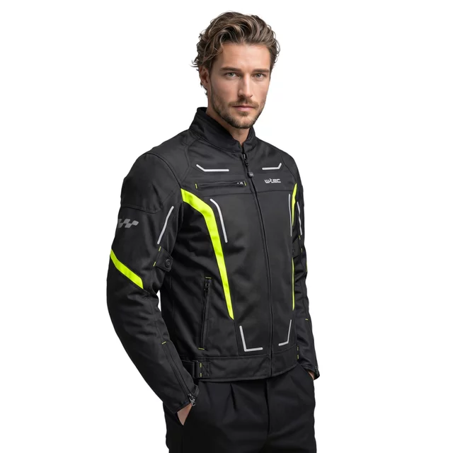 Letnia męska kurtka motocyklowa W-TEC Mirelio ∙ wentylacja AirVent ∙ ochraniacze CE ∙ membrana wodoodporna - Czarny-fluo