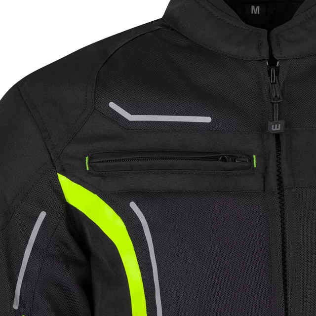Letnia męska kurtka motocyklowa W-TEC Mirelio ∙ wentylacja AirVent ∙ ochraniacze CE ∙ membrana wodoodporna - Czarny-fluo