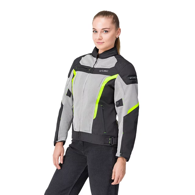 Letnia damska kurtka motocyklowa W-TEC Mirelia ∙ system AirVent ∙ protektory CE ∙ odpinana membrana ∙ elementy odblaskowe Visionight - czarno-szary-fluo