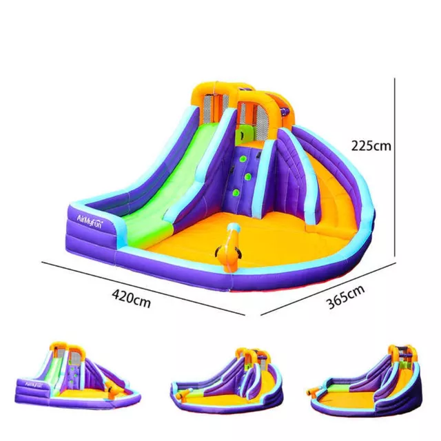 Dmuchany zamek dla dzieci inSPORTline AirMyFun Double Slide ∙ podwójna zjeżdżalnia ∙ ścianka wspinaczkowa ∙ basen wodny ∙ wspinaczka ∙ armatka wodna