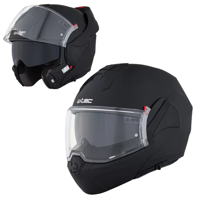 Kask motocyklowy szczękowy W-TEC Sabron P/J ∙ blenda przeciwsłoneczna ∙ system wentylacji ∙ wyjmowana wyściółka - Nardo Grey - Black Matt