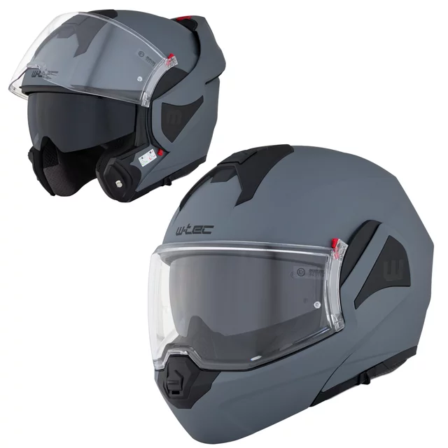 Kask motocyklowy szczękowy W-TEC Sabron P/J ∙ blenda przeciwsłoneczna ∙ system wentylacji ∙ wyjmowana wyściółka - Nardo Grey - Nardo Grey