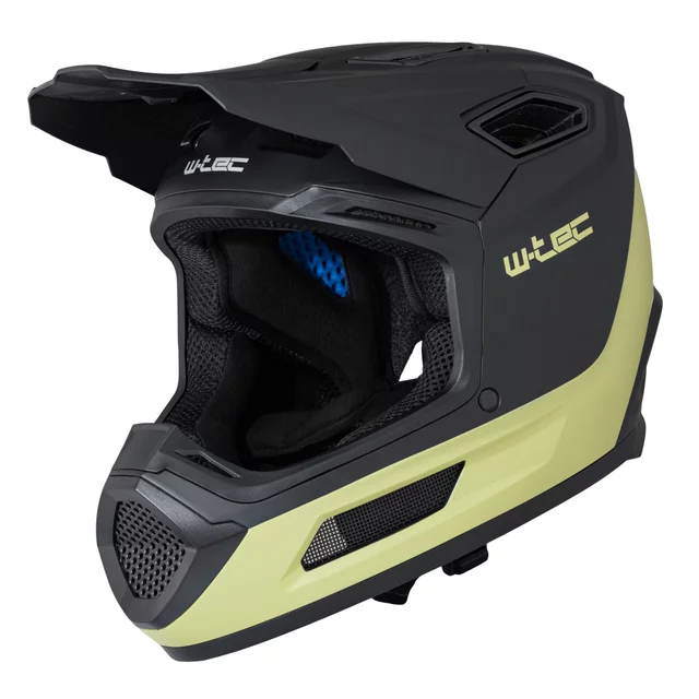 Kask rowerowy integralny full face do downhill W-TEC Salonna ∙ system ERT® ∙ wyjmowana wyściółka ∙ daszek - Czarny-Khaki - Czarny-Khaki
