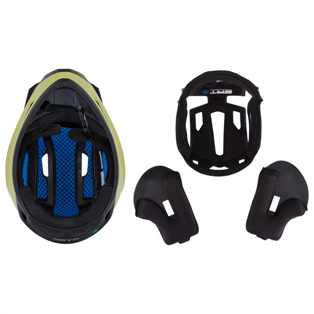 Kask rowerowy integralny full face do downhill W-TEC Salonna ∙ system ERT® ∙ wyjmowana wyściółka ∙ daszek - Czarny-Khaki