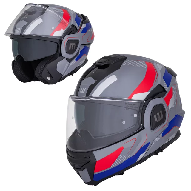 Kask motocyklowy szczękowy W-TEC Zoroz P/J ∙ wizjer pinlock ∙ osłona przeciwsłoneczna ∙ wentylacja - Błyszczący trójkolorowy
