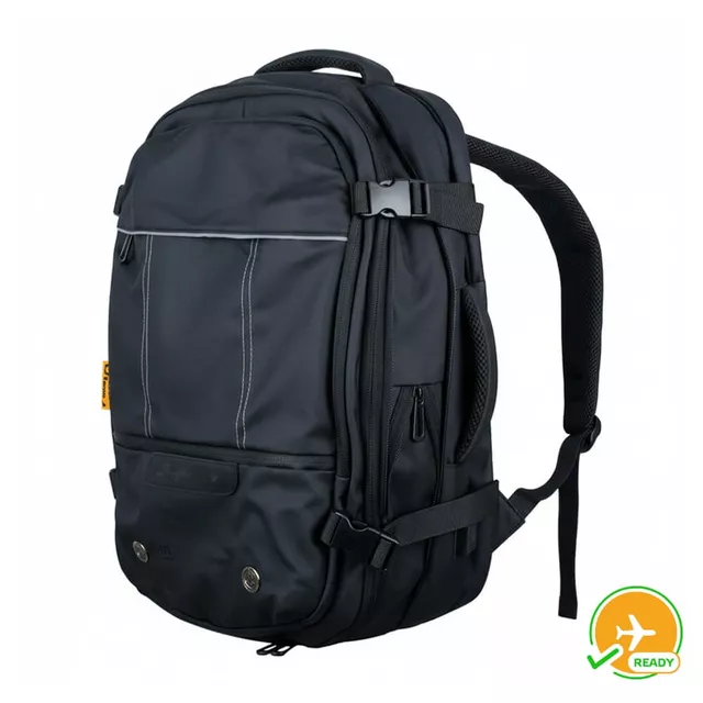 Plecak podróżny inSPORTline Wingmate 33–50 l ∙ regulowana pojemność ∙ otwarcie jak walizka ∙ kieszeń na laptopa 17,3" ∙ kabel do powerbanka