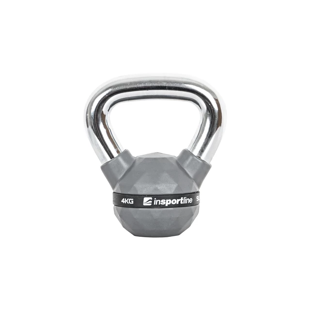 Hantle gumowane inSPORTline Ketlebel PU 2-20 kg ∙ powłoka poliuretanowa ∙ chromowany uchwyt ∙ płaska podstawa