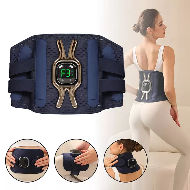 Pas masujący lędźwiowy inSPORTline Soncharge ∙ ciepło 40-50°C ∙ 3 tryby wibracji ∙ 3 poziomy grzania ∙ unisex ∙ oddychający materiał ∙ LCD