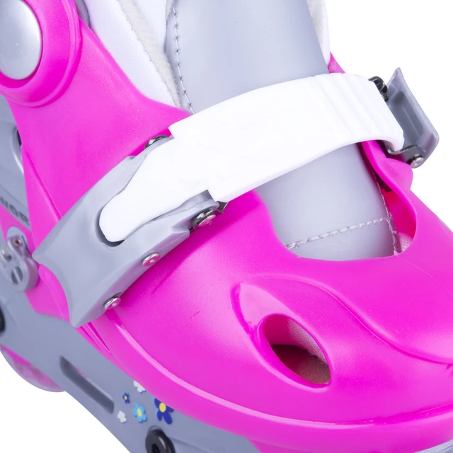 Zestaw rolek regulowanych dziecięcych WORKER Polly ∙ różowe ∙ koła 64 mm ∙ z kaskiem i ochraniaczami ∙ nośność 60 kg