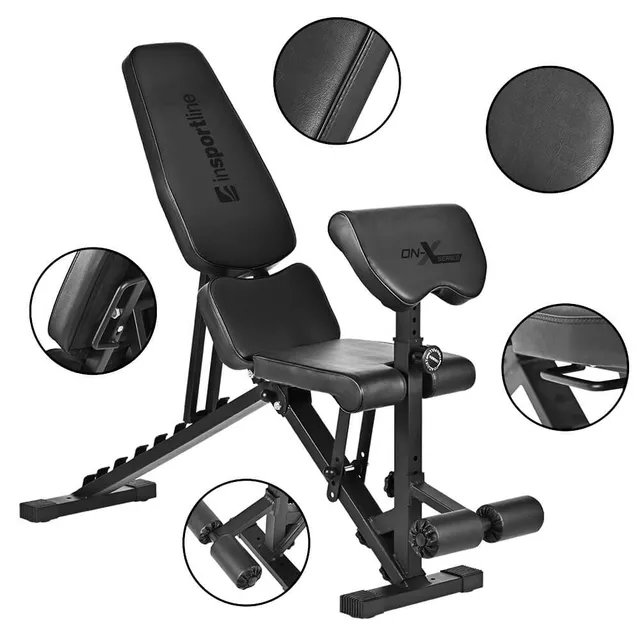 Wielofunkcyjna ławka fitness inSPORTline ON-X AB10 ∙ regulowana 8-pozycji ∙ modlitewnik ∙ składana konstrukcja