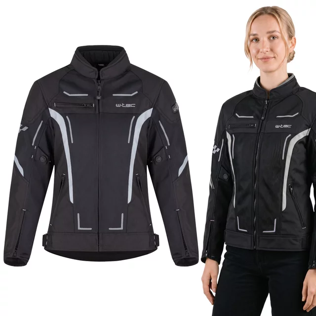 Letnia damska kurtka motocyklowa W-TEC Mirelia ∙ system AirVent ∙ protektory CE ∙ odpinana membrana ∙ elementy odblaskowe Visionight - czarno-szary-fluo - Czarno-szary