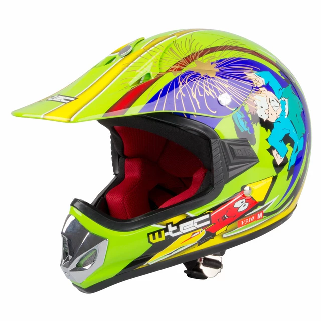 Młodzieżowy kask motocyklowy W-TEC V310 enduro - Zombie neon pomarańczowy - Kropka Duch