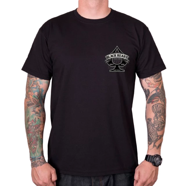 T-shirt Black Heart Orange Chopper ∙ 100% bawełna ∙ krótki rękaw ∙ okrągły dekolt ∙ rebeliancki nadruk moto ∙ dla motocyklistów - Czarny