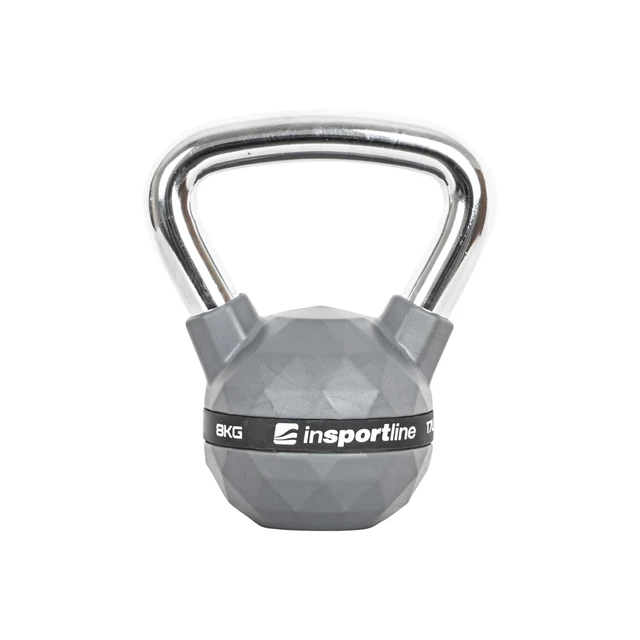 Hantle gumowane inSPORTline Ketlebel PU 2-20 kg ∙ powłoka poliuretanowa ∙ chromowany uchwyt ∙ płaska podstawa