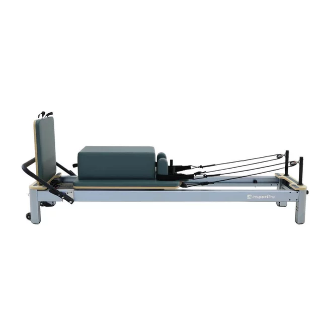 Reformer do pilatesu inSPORTline Oquiler ∙ system sprężynowy ∙ nośność 150 kg ∙ rama aluminiowa ∙ box w zestawie