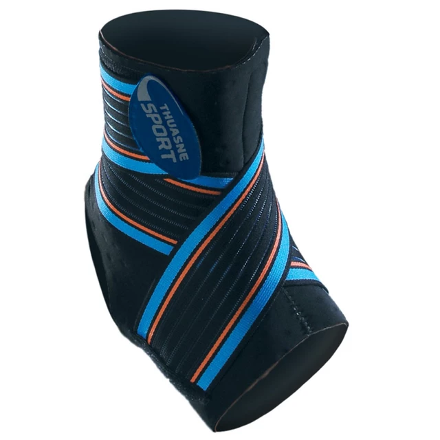 Kompresyjna orteza stawu skokowego Thuasne ∙ Strapping Ankle Support ∙ neopren perforowany ∙ anatomiczna konstrukcja ∙ sportowa stabilizacja - Niebiesko-zielony - Czarny