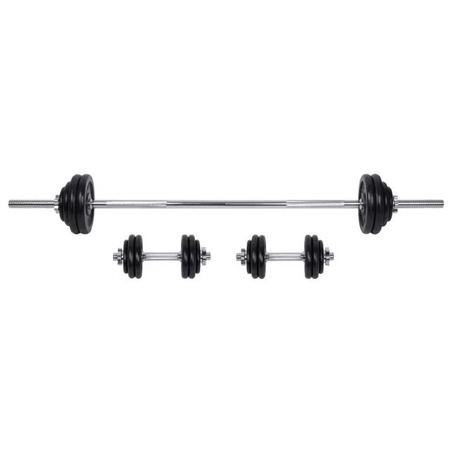 Hantle i sztanga inSPORTline 5-50 kg ∙ 14 talerzy stalowych ∙ średnica 30 mm ∙ antypoślizgowe uchwyty