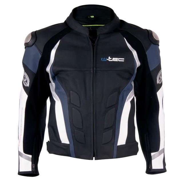 Męska skórzana kurtka motocyklowa W-TEC Velocity - Czarny-fluo - Czarno-niebieski