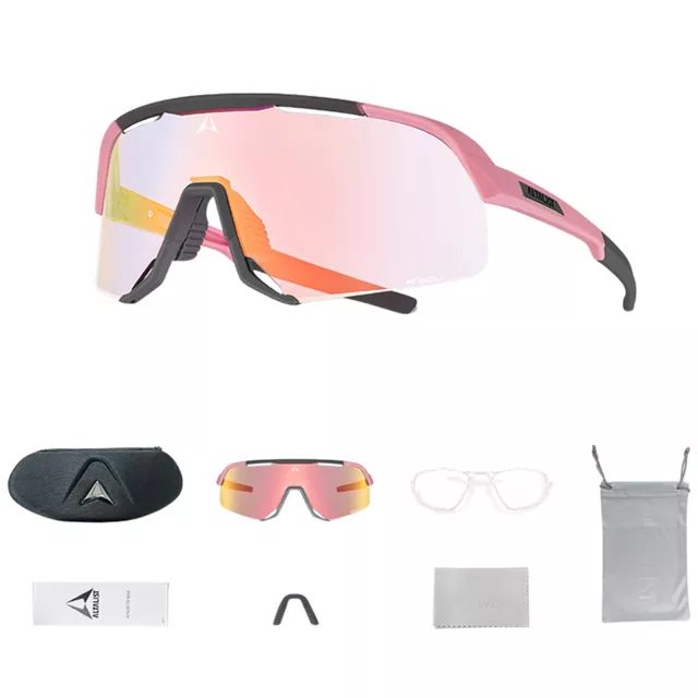 Fotochromowe sportowe okulary przeciwsłoneczne Altalist Kisou PXC - różowy z czerwonymi soczewkami