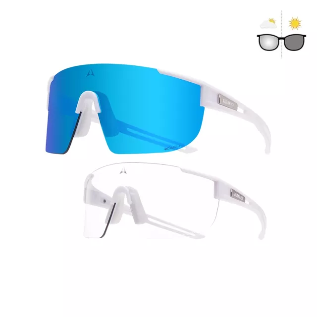 Fotochromowe sportowe okulary przeciwsłoneczne Altalist Kaku SP4 - biały z niebieskimi okularami