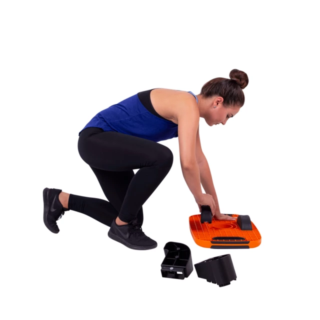 Wielofunkcyjny step do aerobiku inSPORTline Multifun ∙ z platformą balansu ∙ 3,6 kg ∙ antypoślizgowy ∙ stabilne nóżki ∙ nośność 200 kg - Czarny/pomarańczowy