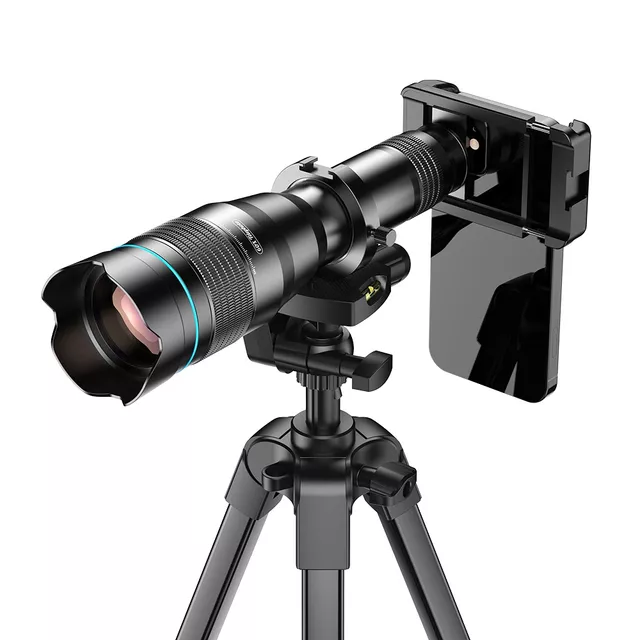 Teleobiektyw Apexel 60X do telefonów ∙ 60-krotny zoom optyczny ∙ wielowarstwowa optyka FMC ∙ przysłona 50 mm ∙ składany statyw ∙ metalowa konstrukcja