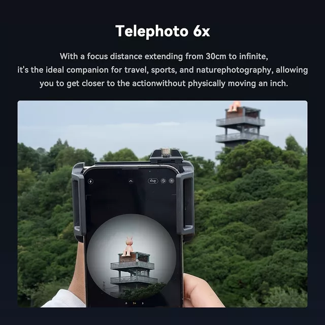 Zestaw teleobiektyw i makro Apexel TM6 ∙ zoom optyczny 6x ∙ ogniskowa makro 150 mm ∙ kompatybilny z iOS/Android ∙ antyrefleksyjne powłoki ∙ waga 203 g