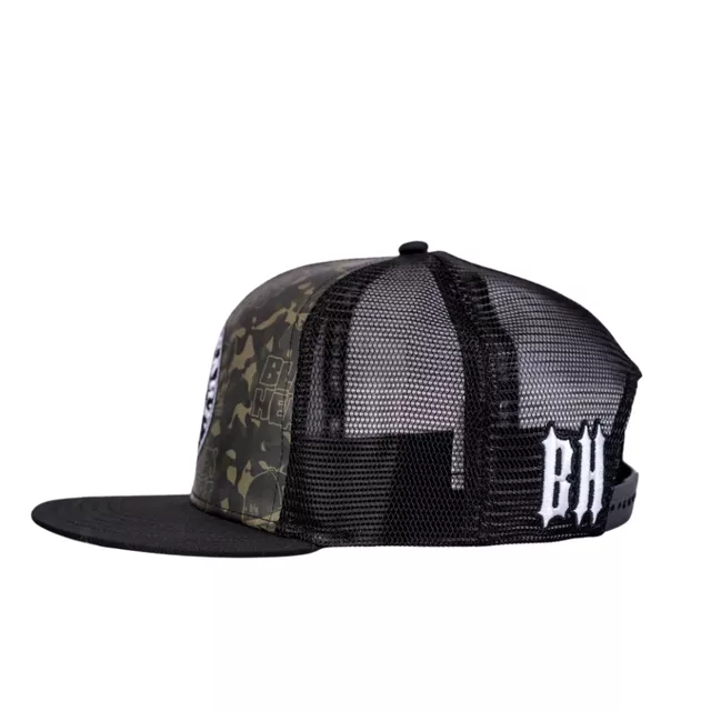 Czapka z daszkiem Black Heart Bastard Skull Trucker ∙ siatka ∙ regulowana ∙ bejsbolówka - khaki-czarny